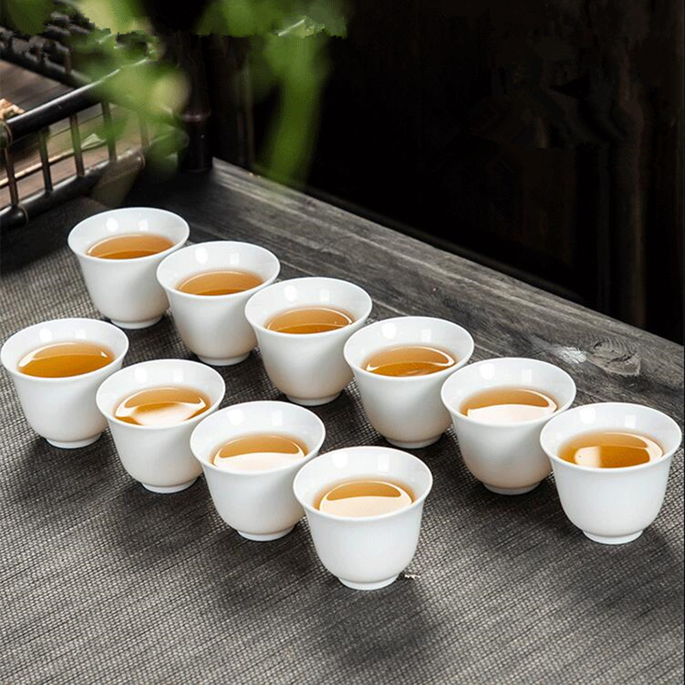 Gongfu Tea Set - 10 قطعة/الحزمة Dehua عالية الخزف الأبيض