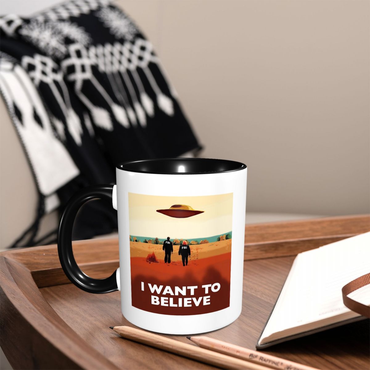 Coffee X Tea - أكواب سيراميك مضحكة بتصميم ملفات إكس