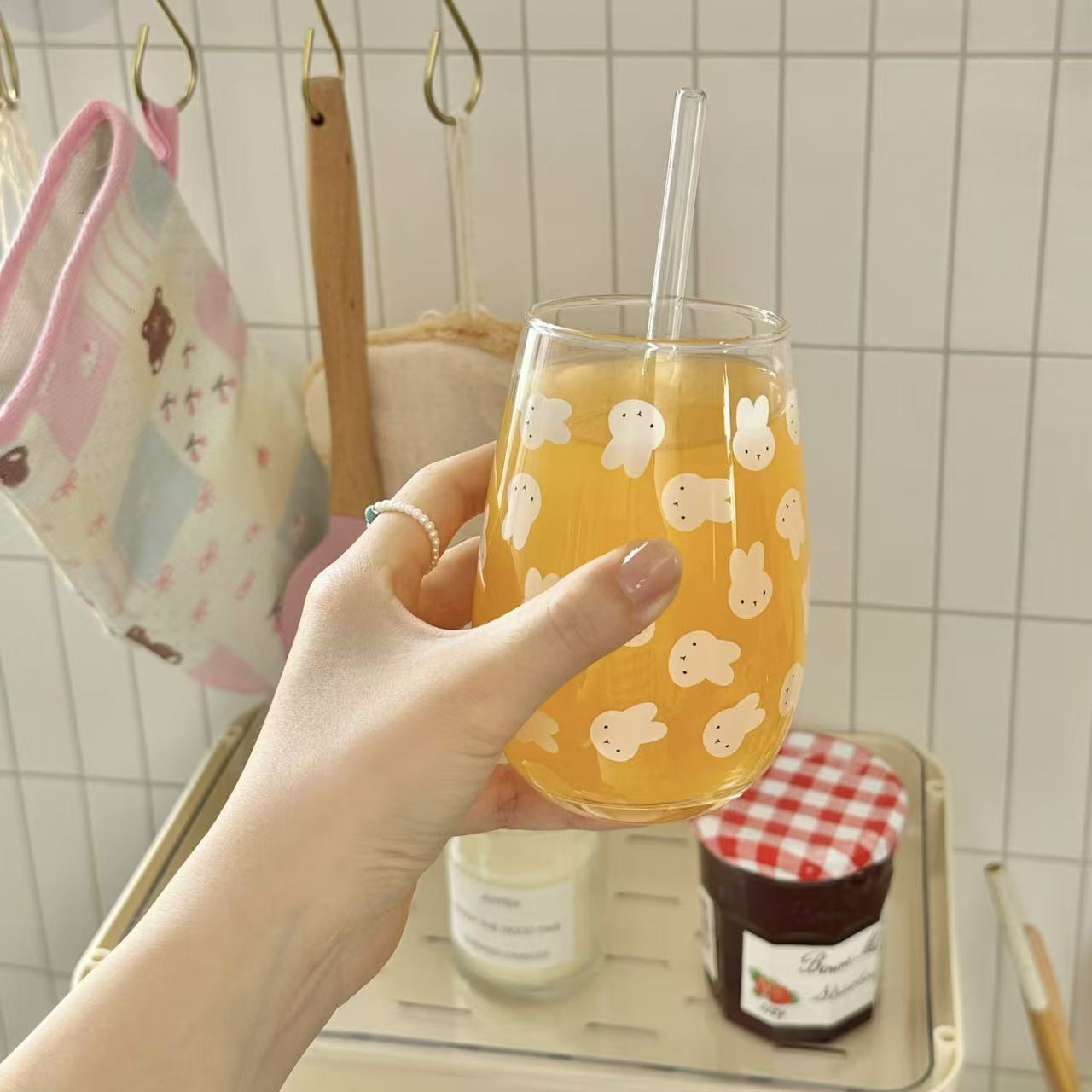 كوب زجاجي مطبوع عليه أرنب ميفي - مراجعة Coffee Tea Cup وسعره
