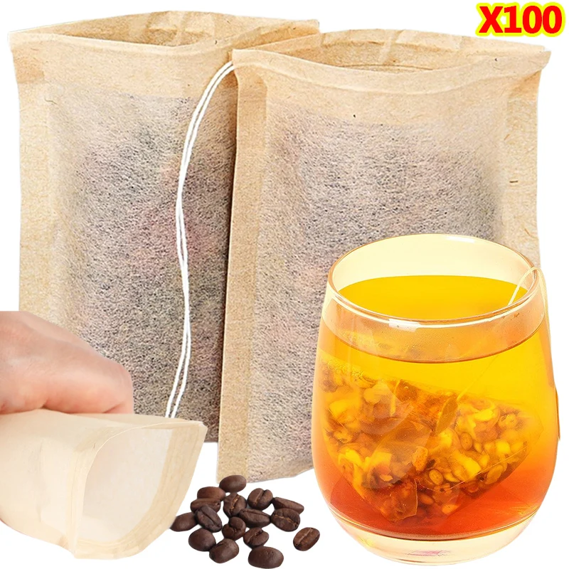 100 قطعة أكياس الشاي مع فلتر ا - مراجعة Coffee Tea And Bean Leaf وسعره