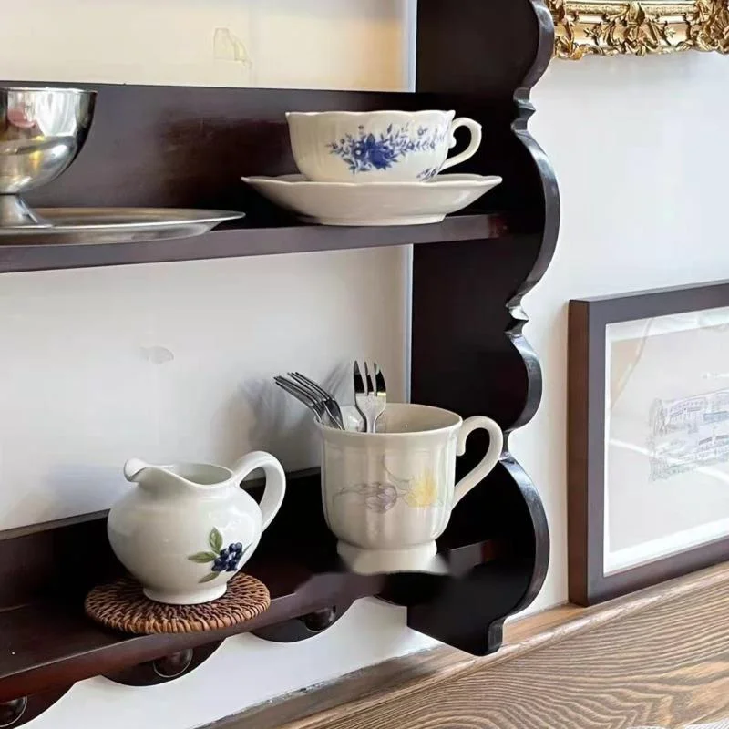 رف حائط من الخشب الصلب بتصميم  - مراجعة Coffee Tea Images وسعره